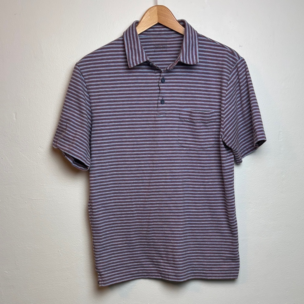 Patagonia Menās Small Short-Sleeve Squeaky Clean Poloā Shirt Red Blue #52776